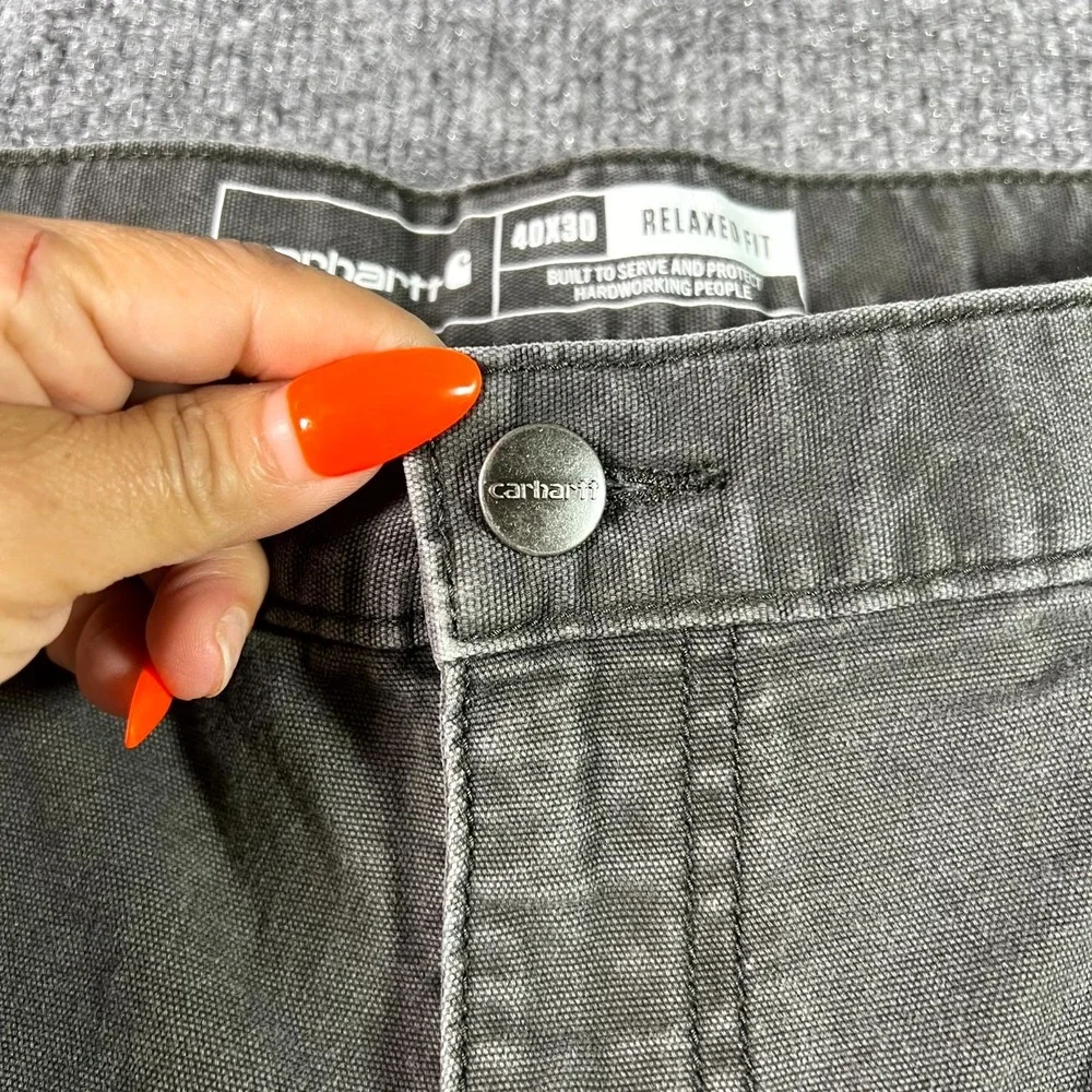Carhartt Carpenter Pants Men's 40x30 Gray Relaxed Fit Straight Outdoor Workwear
